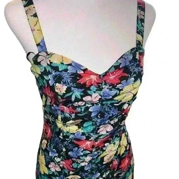 ASOS Multicolor Floral Design Mini  Dress Sweetheart Neckline ruched Back Size 4 - Picture 2 of 5